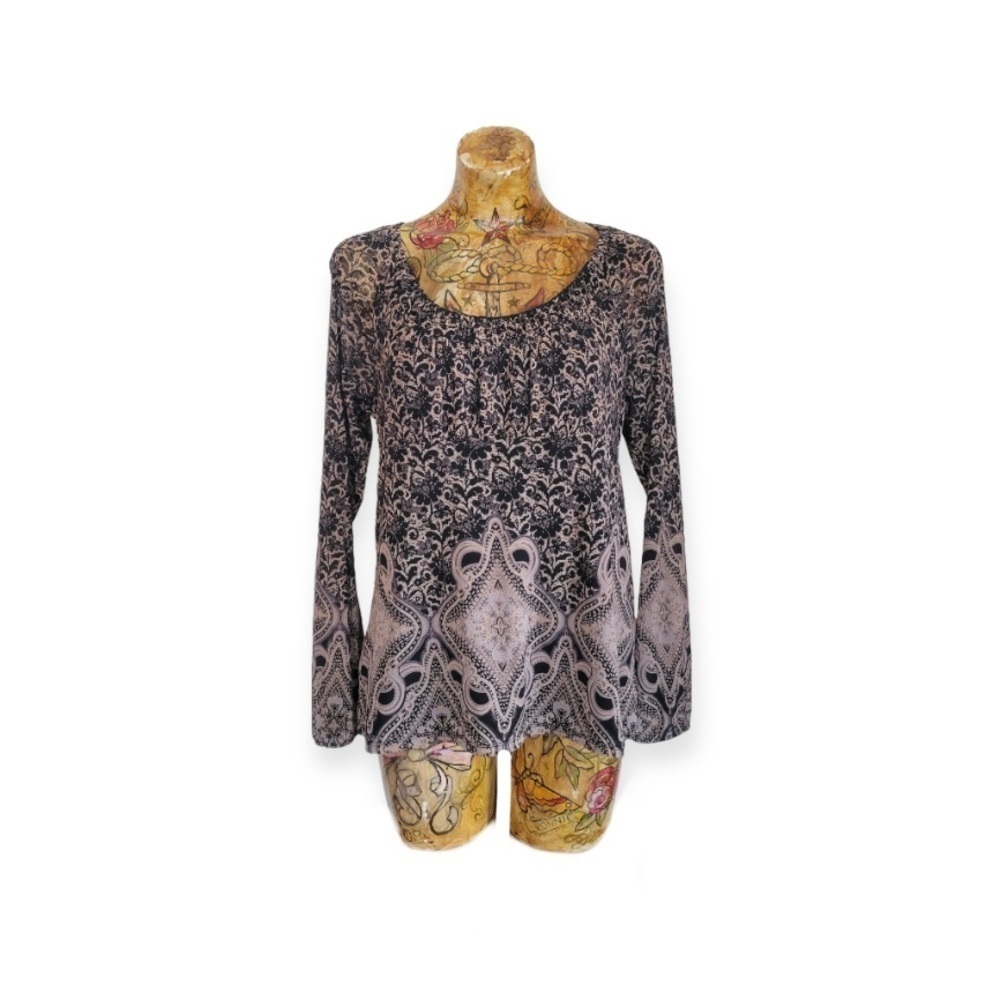 LIZ WEAR top large beige black